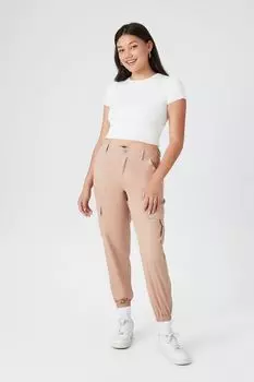 Брюки-карго с высокой посадкой Forever 21, серо-коричневый
