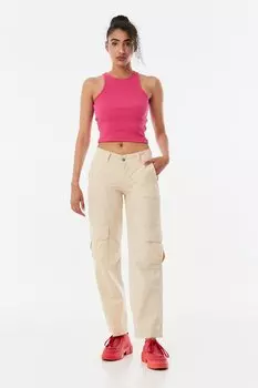 Брюки-карго с высокой талией и карманами-карго Fullamoda, бежевый