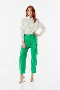 Брюки-карго с высокой талией и карманами-карго Fullamoda, зеленый