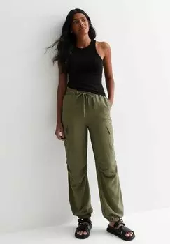 Брюки-карго с завязками на талии New Look, хаки