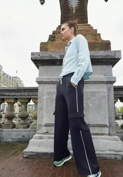 Брюки карго SIDE STRIPE WIDE LEG Next, синий