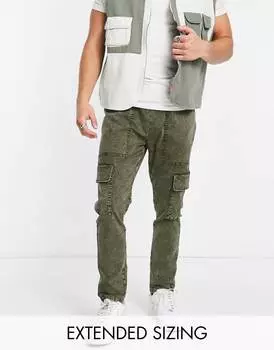Брюки-карго скинни ASOS DESIGN с эффектом кислотной стирки и контрастной отстрочкой
