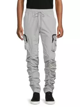 Брюки-карго со сборками и завязками Reason, хаки