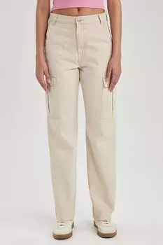 Брюки-Карго со средней посадкой Defacto, бежевый