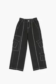 Брюки-карго со средней посадкой для девочек Forever 21, черный