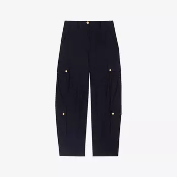 Брюки карго средней посадки из эластичного хлопка с накладными карманами Maje, синий