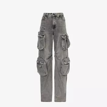 Брюки карго стандартного кроя с высокой посадкой из смесового денима Good American, черный