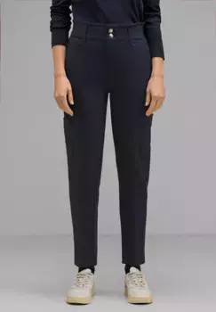 Брюки-карго STREET ONE, завышенная талия, синий