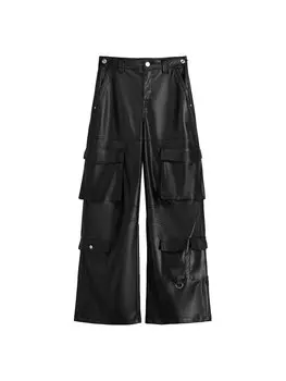 Брюки-карго свободного кроя Bershka, черный