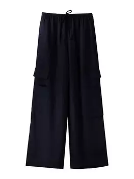 Брюки-карго свободного кроя Bershka, черный