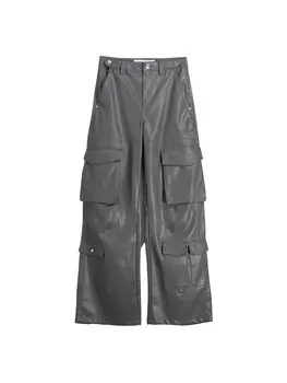 Брюки-карго свободного кроя Bershka, темно-серый