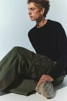 Брюки-Карго свободного кроя H&M, зеленый