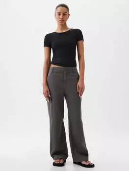 Брюки-Карго свободного кроя из хлопка Gap, цвет concrete grey