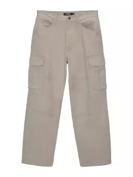 Брюки-карго свободного кроя Pull&Bear, серо-коричневый