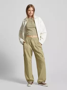 Брюки-карго свободного кроя с эластичным поясом QS, оливковый
