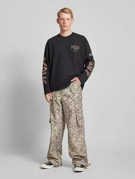 Брюки-карго свободного кроя с аппликацией PEQUS, песочный