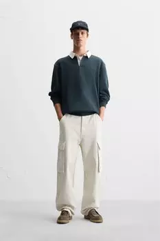 Брюки карго свободного кроя ZARA, экрю
