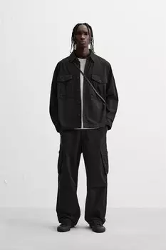 Брюки карго свободного кроя ZARA, черный