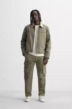 Брюки карго свободного кроя ZARA, хаки