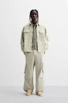 Брюки карго свободного кроя ZARA, камень