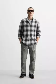 Брюки карго свободного кроя ZARA, зеленый