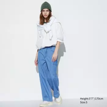 Брюки-карго UNIQLO джинсовые, синий