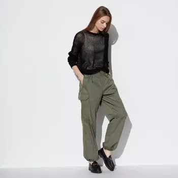 Брюки-карго UNIQLO Easy удлиненные, оливковый
