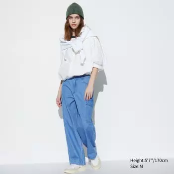 Брюки-карго UNIQLO прямые , синий