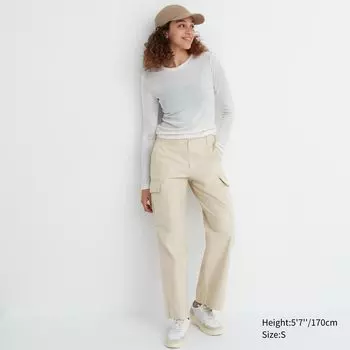 Брюки-карго UNIQLO широкие, бежевый