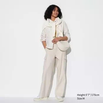Брюки-карго UNIQLO широкие прямые, бежевый