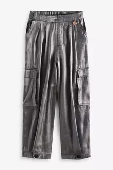 Брюки карго Vivienne из тисненого атласа Angel & Rocket, серебряный