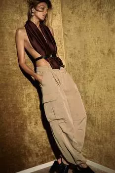 Брюки карго ZARA, бежевый