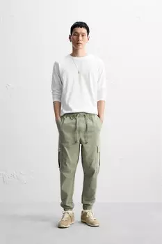 Брюки карго ZARA, светлый хаки