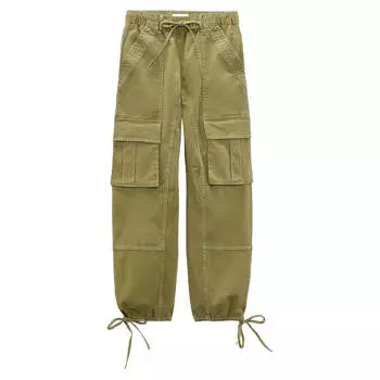 Брюки карго Zara With Seam Details, светло-зеленый