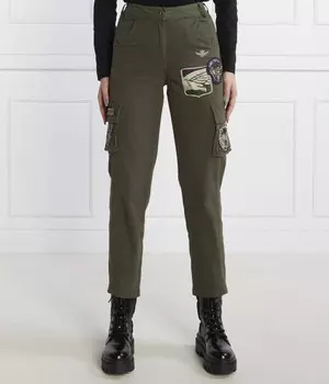 Брюки-карго женские Aeronautica Militare с нашивками, зеленый