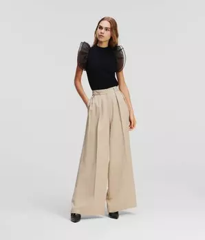 Брюки Karl Lagerfeld Wide-leg, бежевый