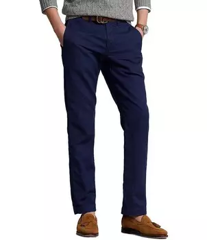 Брюки классического кроя из смесового льна Polo Ralph Lauren, синий