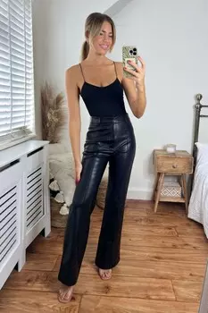 Брюки клеш Alyssa из искусственной кожи Style Cheat, черный