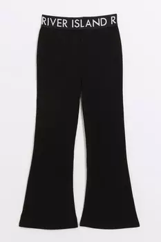 Брюки клеш для девочек с поясом River Island, черный