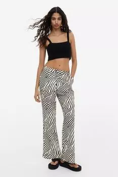 Брюки-клеш H&M, кремовый/зебровый принт