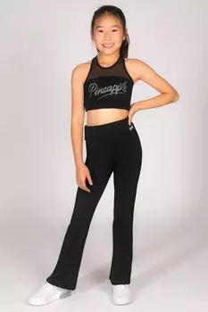 Брюки-Клеш из джерси для девочек с отложным поясом Pineapple, черный