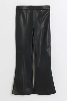 Брюки клеш из искусственной кожи для девочек River Island, черный