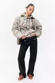 Брюки-Клеш из твила с заниженной талией Monki, черный