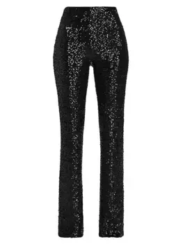 Брюки-клеш Lara со средней посадкой и пайетками Alice + Olivia, черный