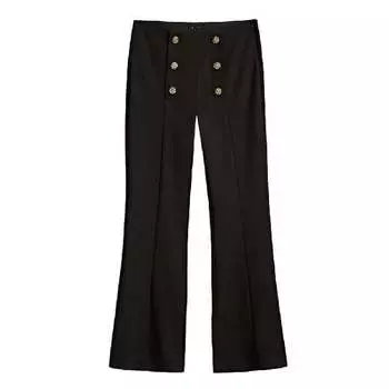 Брюки клеш Massimo Dutti Kick Flare With Goldtoned Buttons, черный