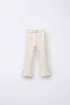 Брюки-клеш с боковой полосой и галстуком ZARA, экрю