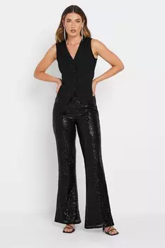 Брюки клеш с пайетками Long Tall Sally, черный