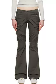 Брюки клеш со сборкой Open Yy, хаки