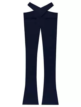 Брюки-клеш Stretch Crepe Criss Cross темно-синего цвета Courrges