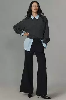 Брюки-клеш в тонкую полоску от Anthropologie, темно-синий